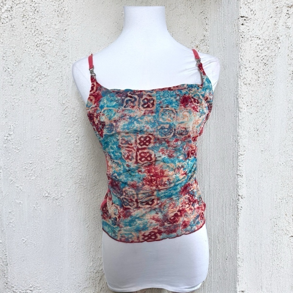 Vintage Y2K Colorful Patterned Women's cami grunge fairy tropical M